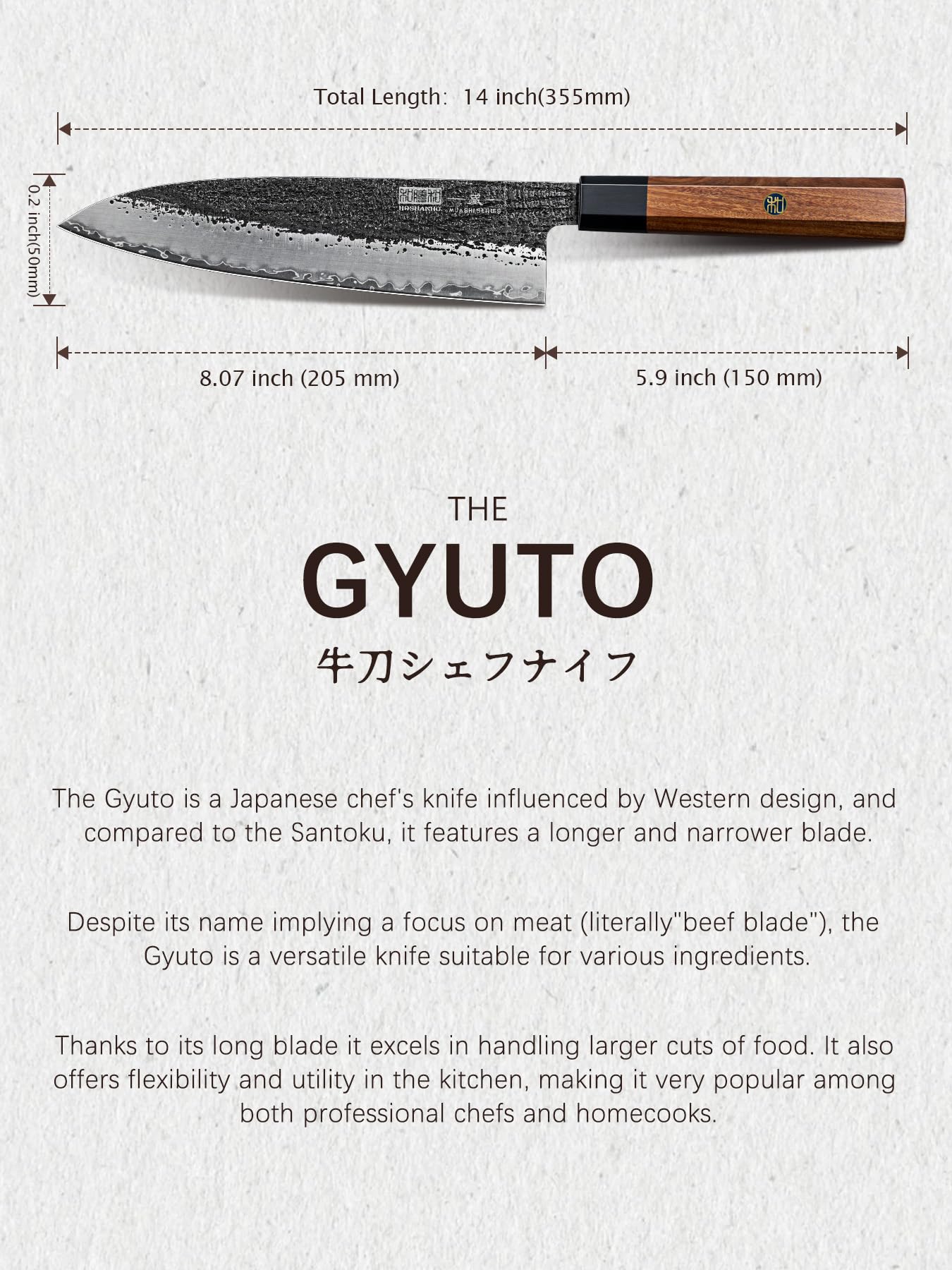 Cuchillo con 9 capas de acero 10CR15MOV para mayor durabilidad.