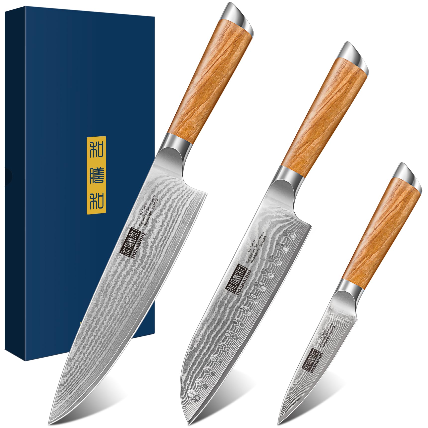 Cuchillo chef HOSHANHO de 8 pulgadas en damasco, filo preciso para cortes finos