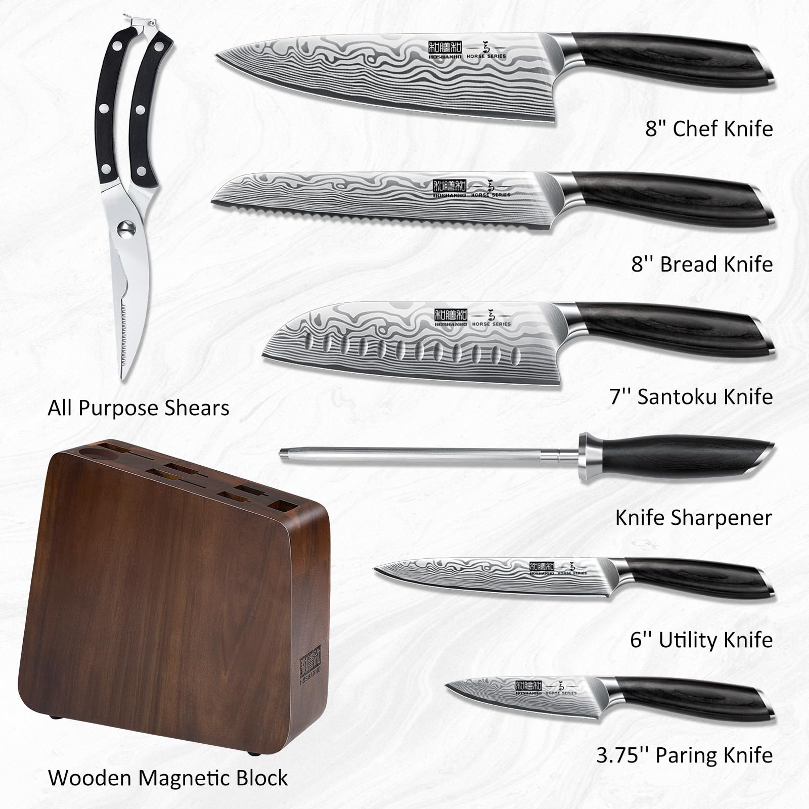 HOSHANHO cuchillo chef de 8 pulgadas con filo afilado para cortes precisos.