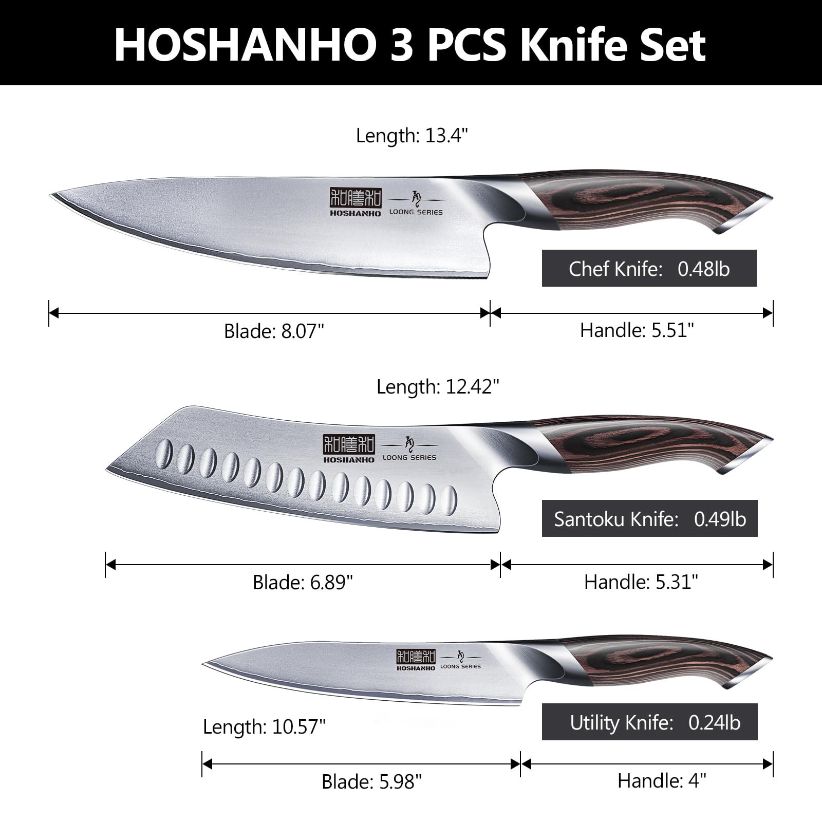 Cuchillo chef Hoshanho de 8 pulgadas con filo duradero para cortes precisos