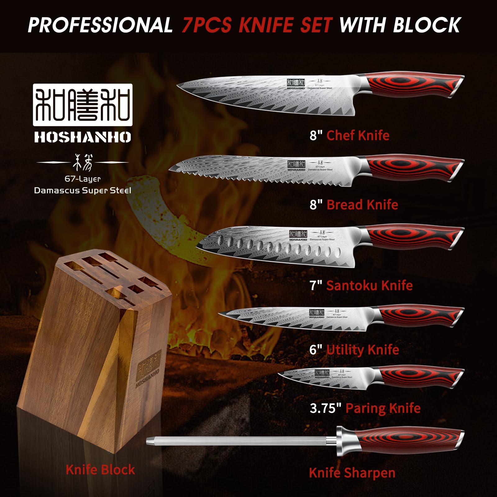 Cuchillo chef HOSHANHO de 8 pulgadas para cortes limpios y uniformes.