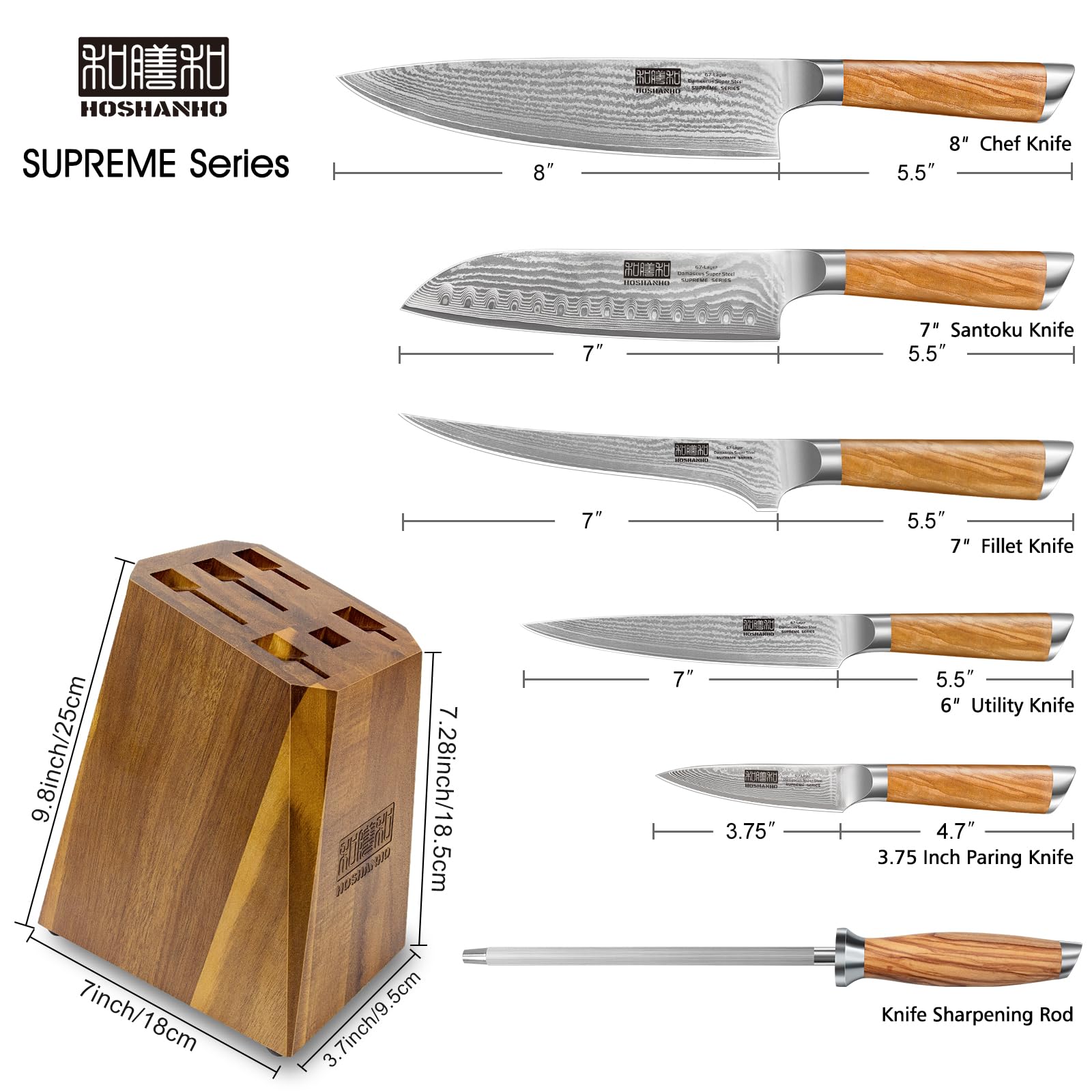 Cuchillo chef HOSHANHO 8 pulgadas filo preciso para carnes y verduras