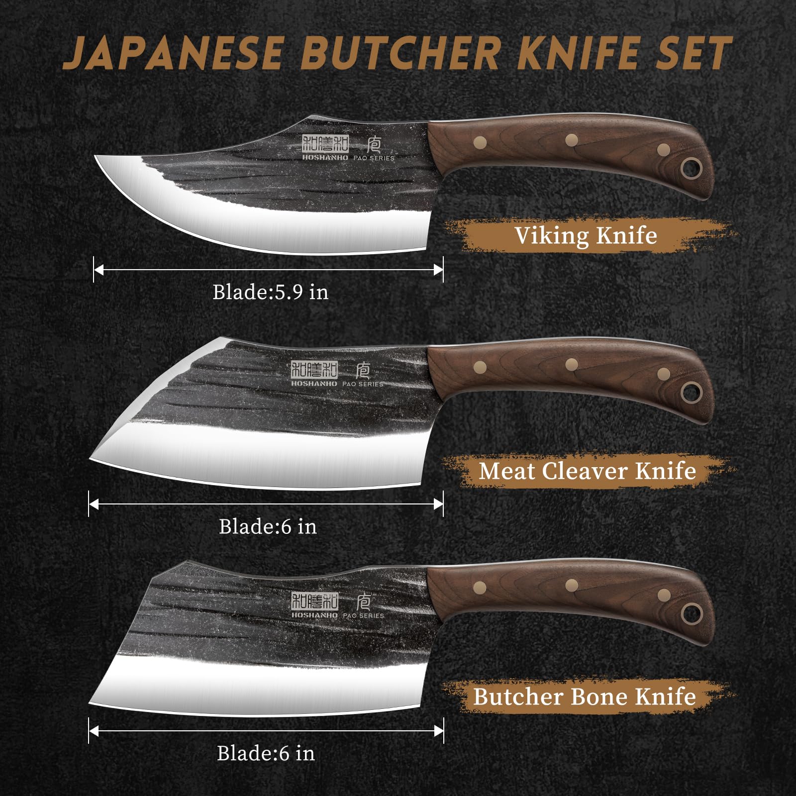 Cuchillo cleaver HOSHANHO de alto carbono para cortes de hueso y piezas grandes.