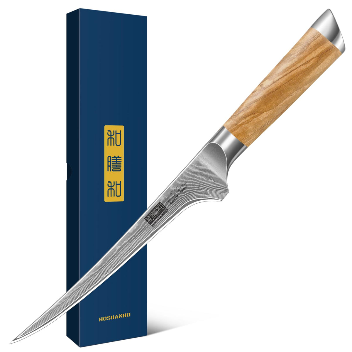 Cuchillo filete HOSHANHO con acero damasco de 67 capas para cortes precisos