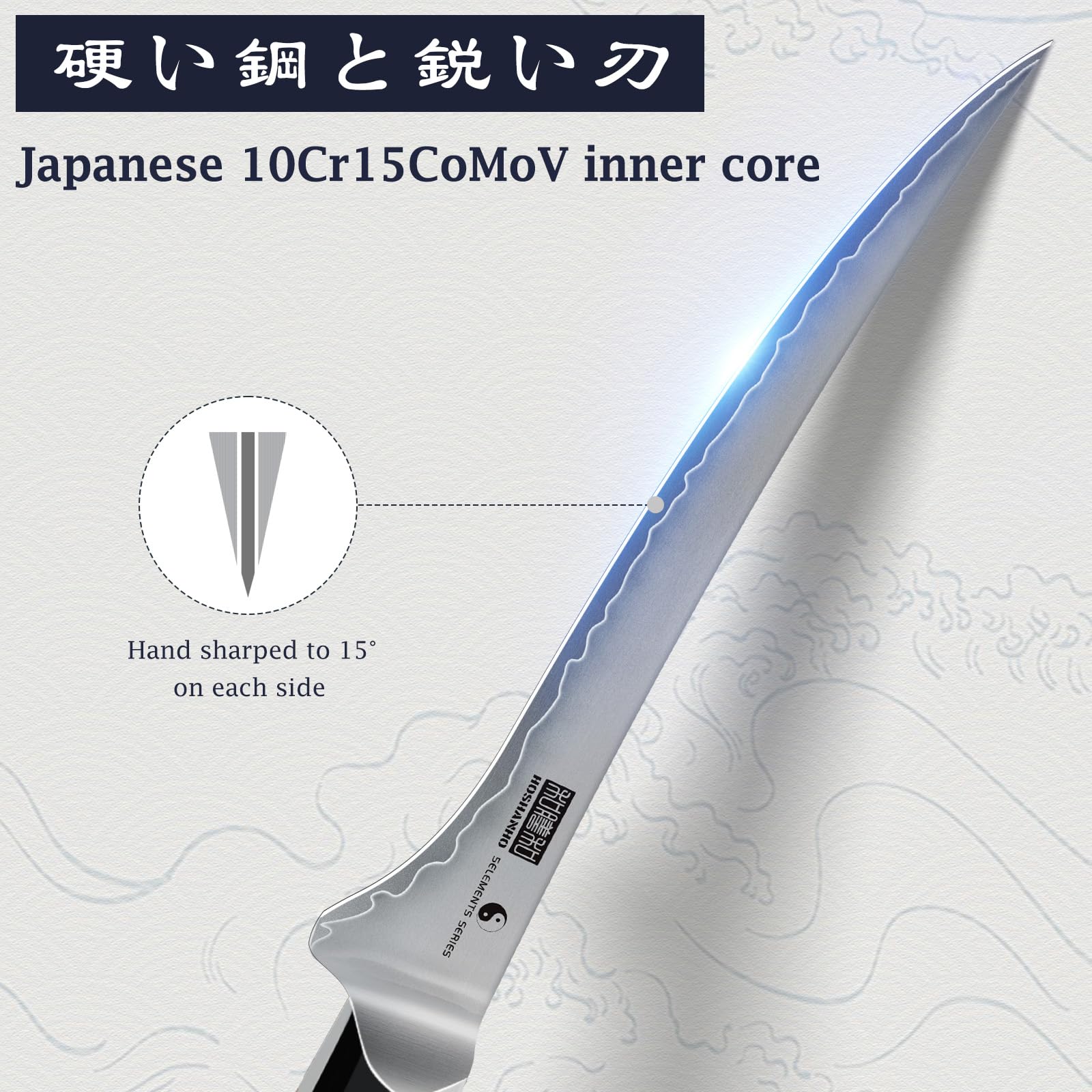 Mango de madera sándalo rojo HOSHANHO ofrece agarre cómodo y seguro.