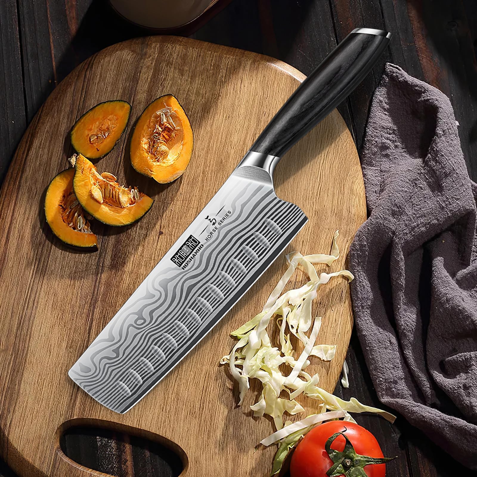 Cuchillo nakiri 7 pulgadas HOSHANHO para cortes rectos en vegetales