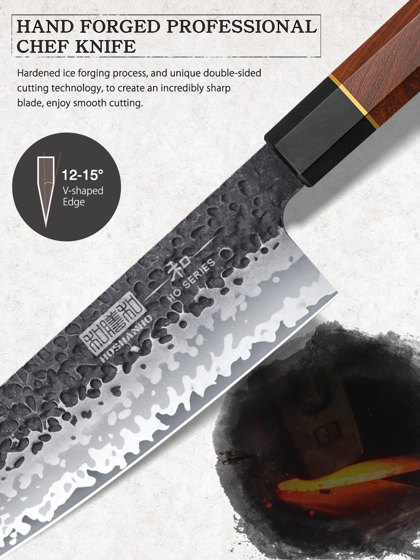 Cuchillo nakiri HOSHANHO para cortar verduras de hoja ancha con precisión