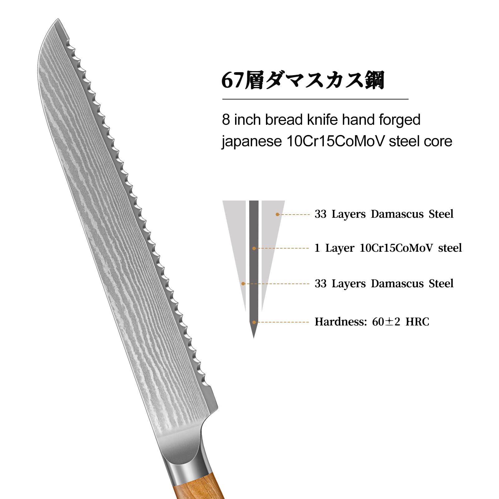 Cuchillo dentado ultrafino para pan, tomates y postres con facilidad