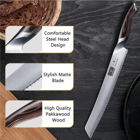 Rebanar pan casero con cuchillo HOSHANHO, rendimiento estable para cortes uniformes