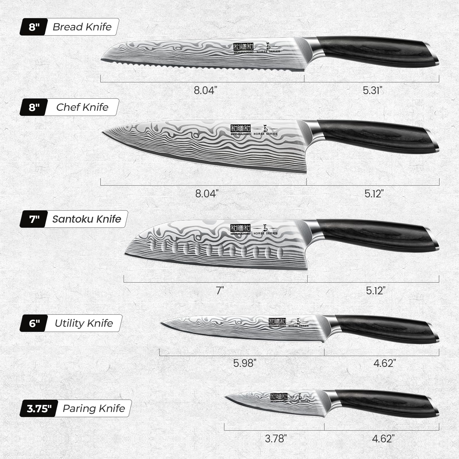 Cuchillo pan serrado HOSHANHO de 8 pulgadas para pan crujiente y cortes limpios
