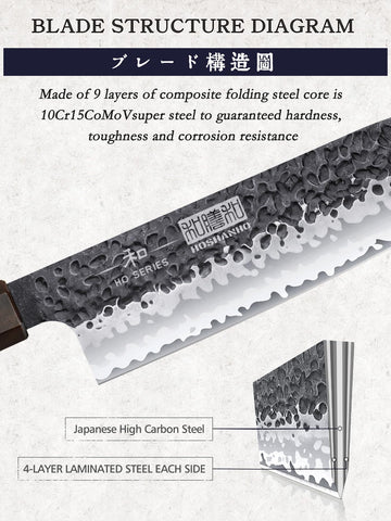 Cuchillo Santoku HOSHANHO 7'' afilado a mano para nitidez.