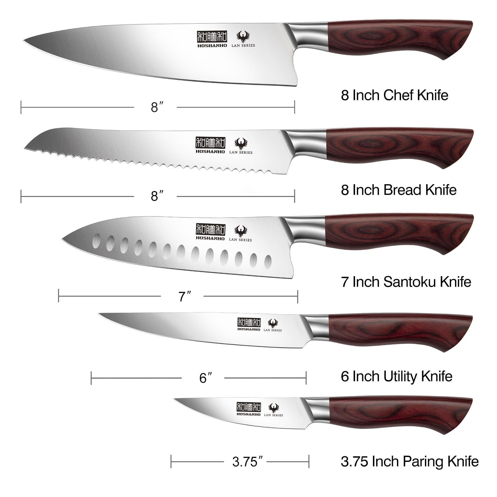 Cuchillo HOSHANHO santoku 7 pulgadas para rebanar verduras de forma uniforme