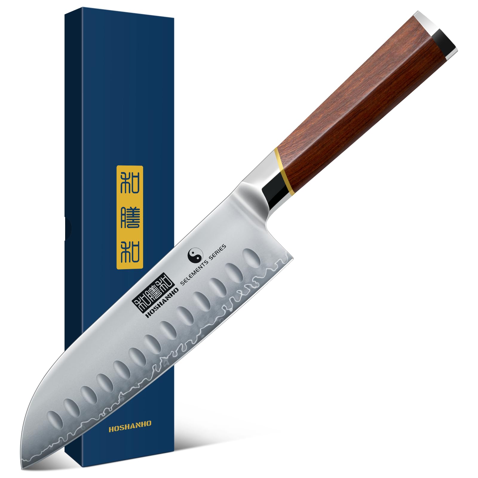 HOSHANHO Cuchillo Santoku de 7 pulgadas para cortes precisos en la cocina.