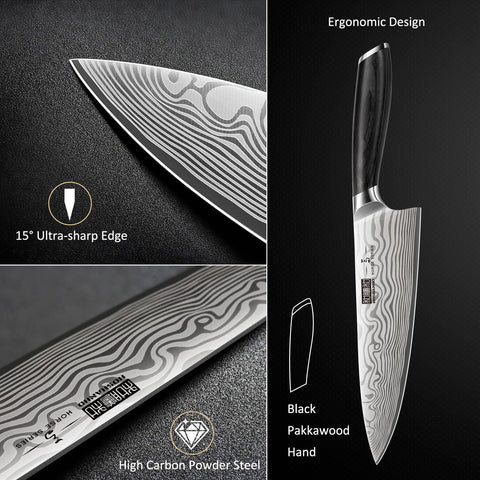 HOSHANHO cuchillo santoku de 7 pulgadas versátil para verduras y carnes.