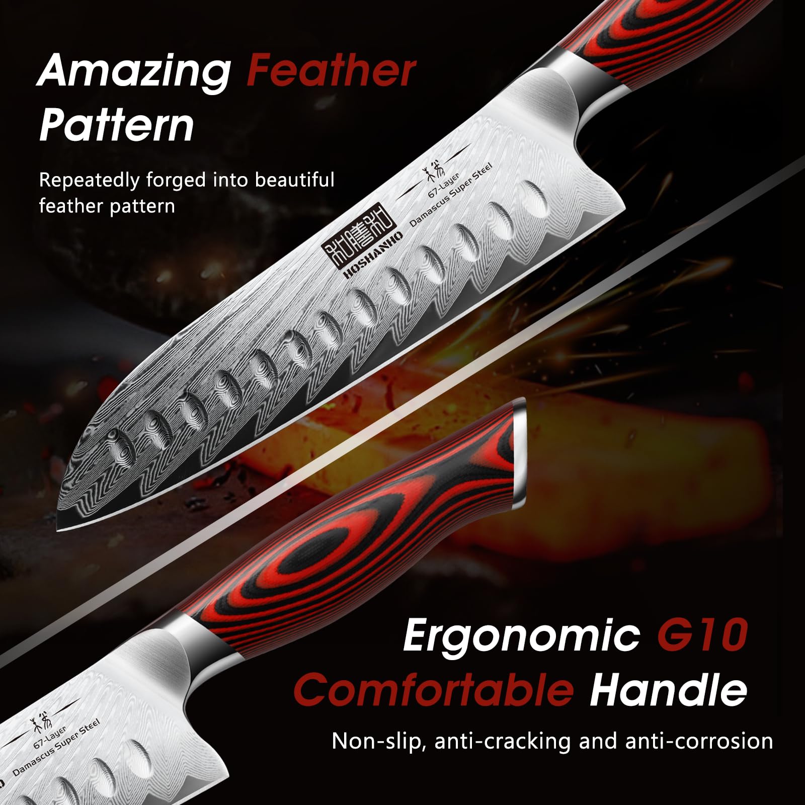 Cuchillo santoku HOSHANHO de 7 pulgadas para verduras y filetes finos.