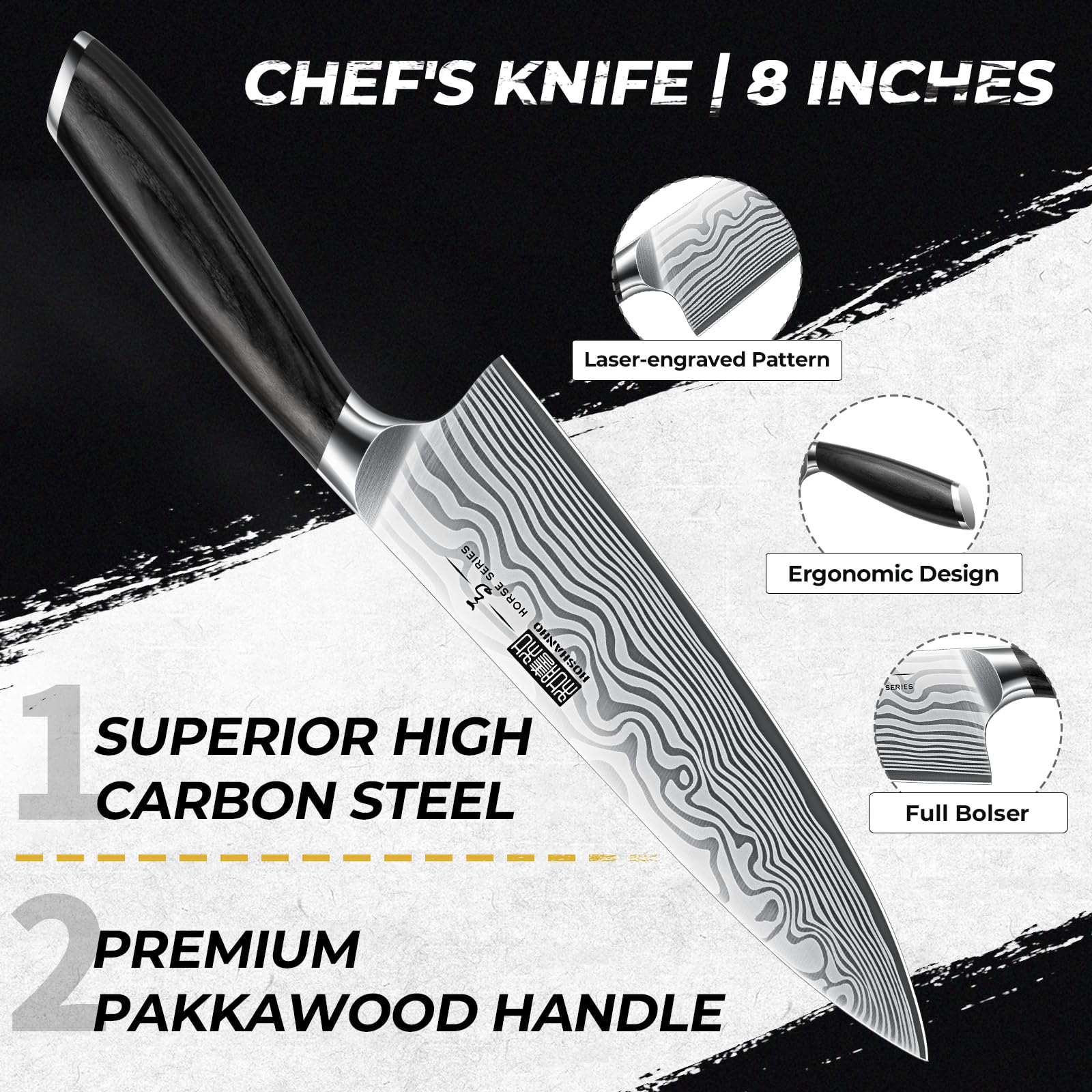 Cuchillo santoku HOSHANHO de 7 pulgadas para picar y rebanar verduras