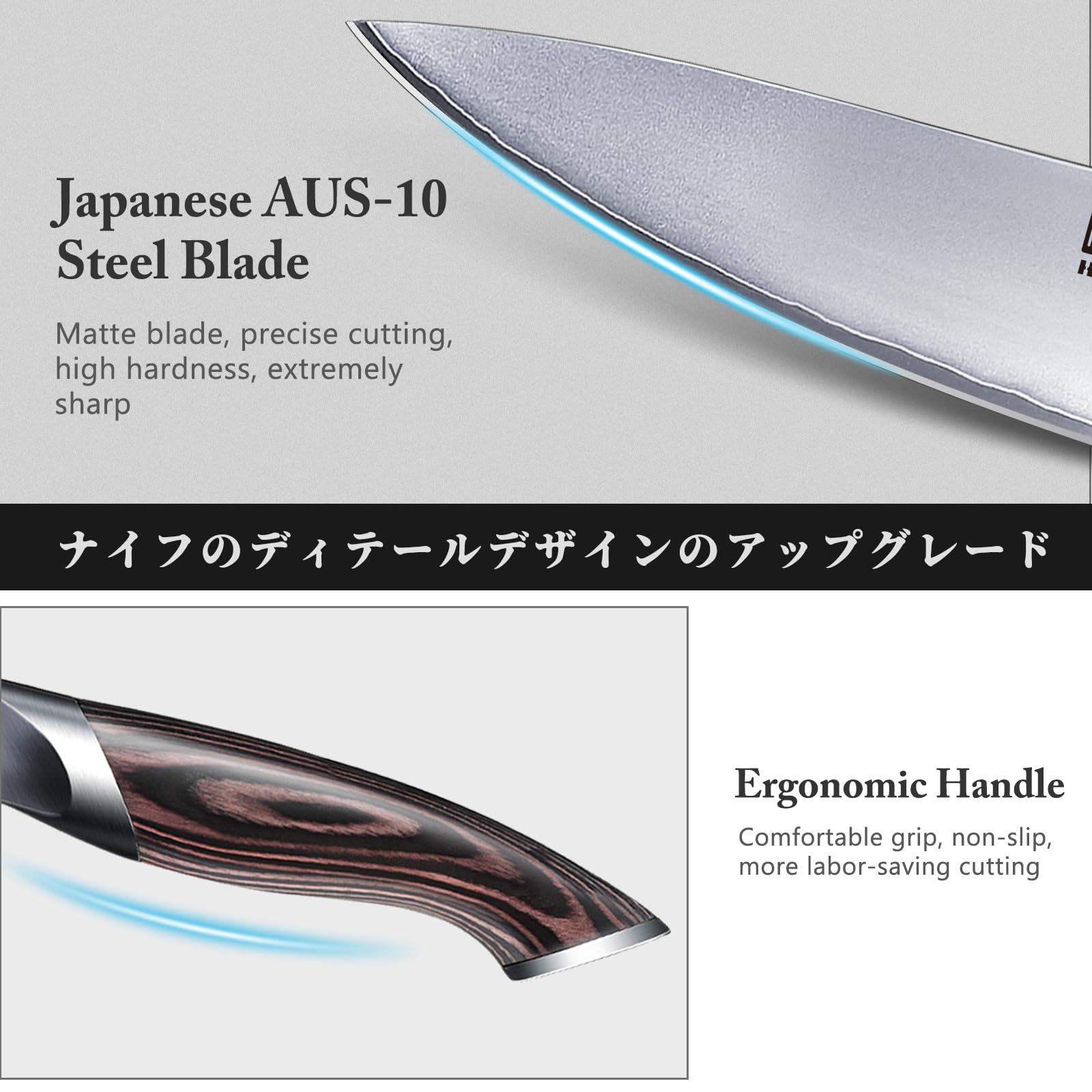 HOSHANHO cuchillo serrado 8 pulgadas, ideal para pan y hogazas crujientes.