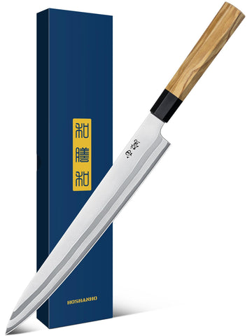 Cuchillo HOSHANHO Yanagiba de 10 pulgadas, ideal para cortes precisos de sashimi.