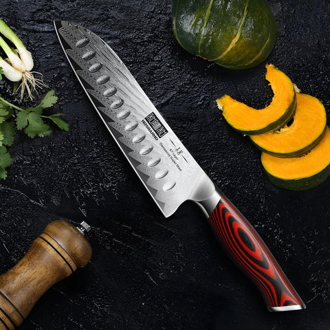 HOSHANHO Santoku damasco, caja regalo elegante para presentación y almacenamiento