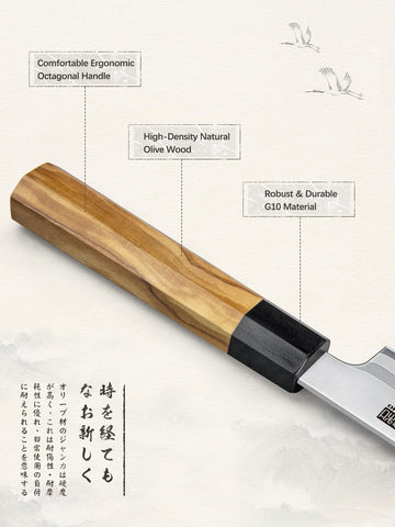 Cuchillo HOSHANHO con filo espejo, corte suave y preciso.