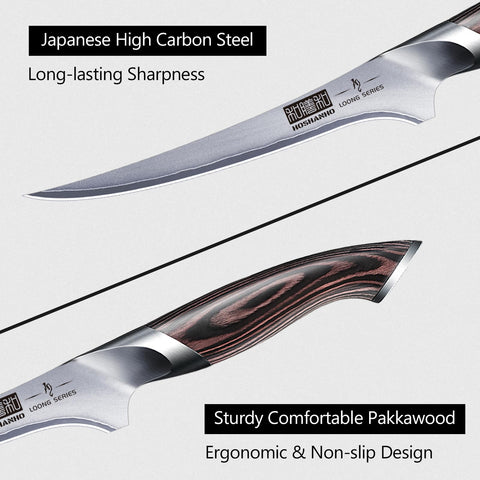Cuchillo HOSHANHO Fillete ofrece corte preciso de pez, ideal para limpiar y filetear pescado.