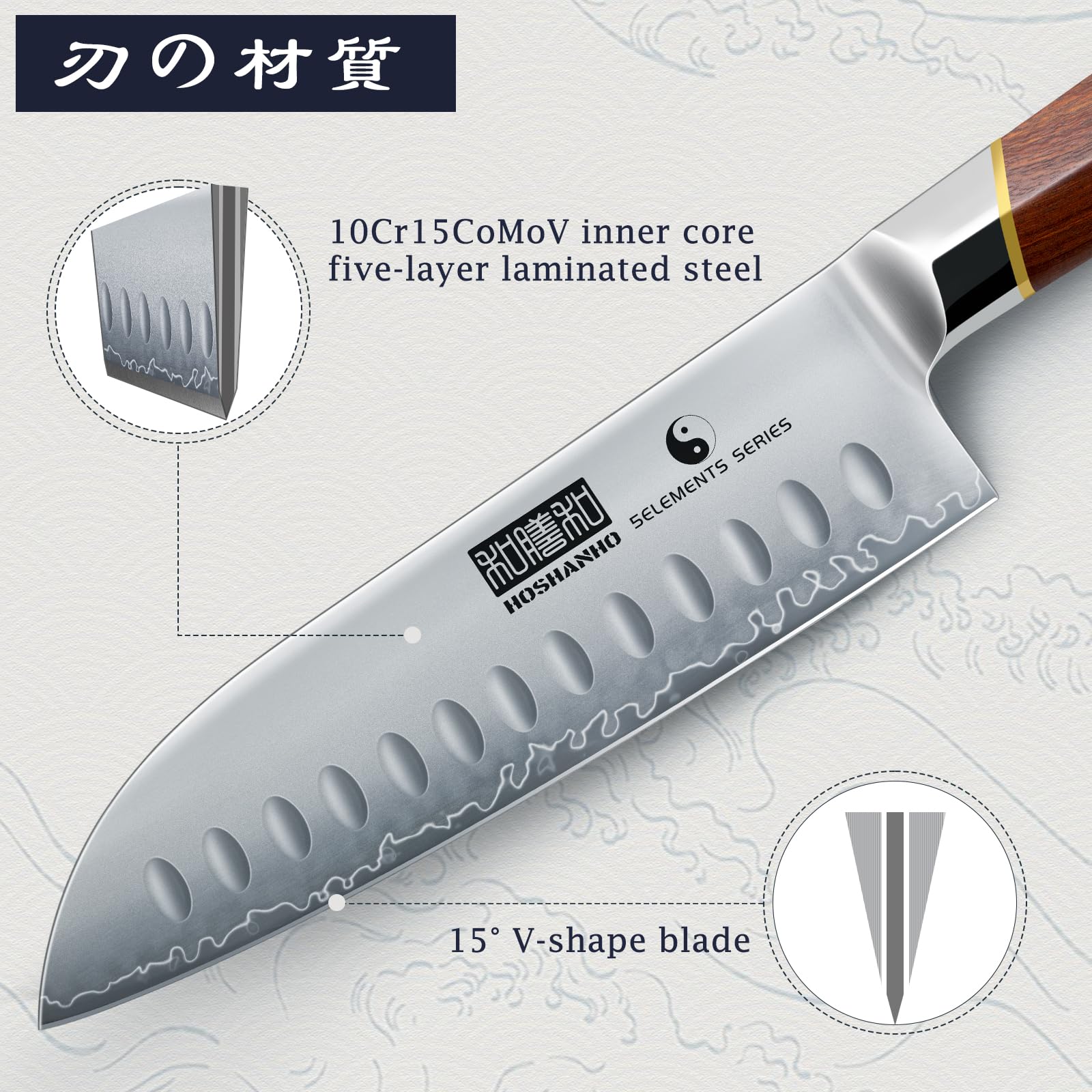 Hoja japonesa de alto carbono de HOSHANHO para rendimiento duradero.