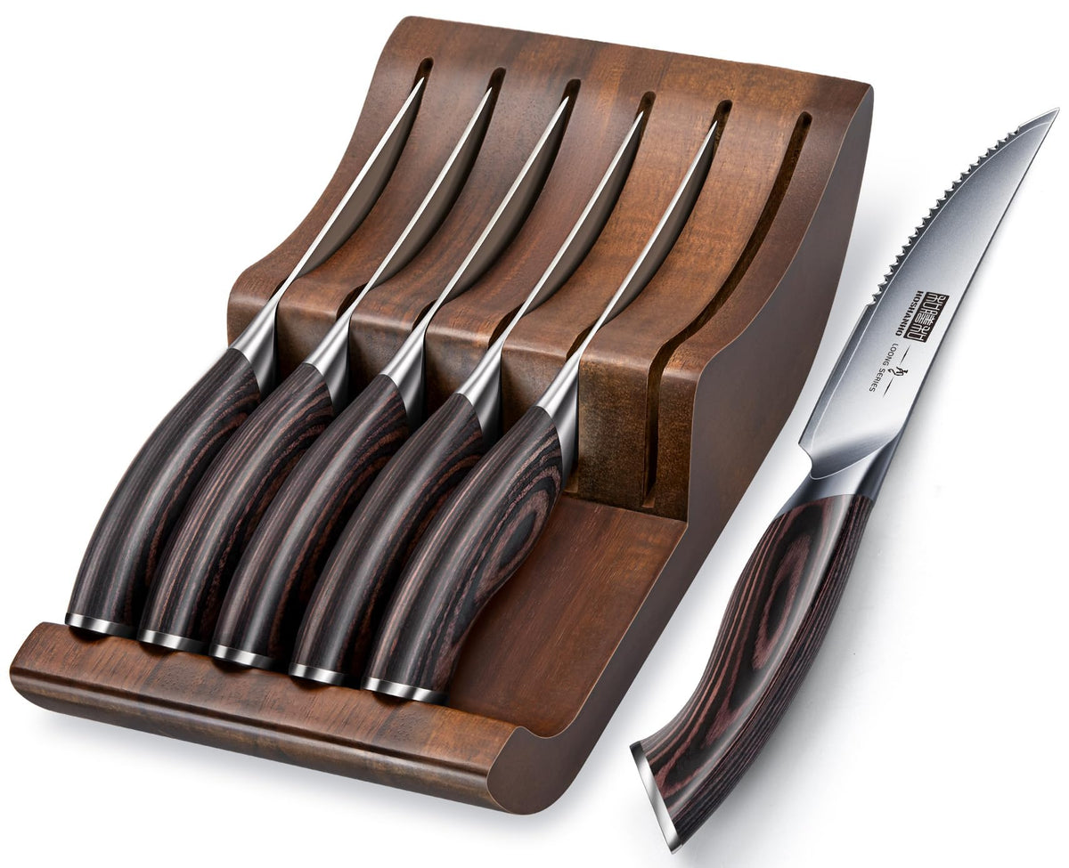 Cuchillos HOSHANHO para filete en bloque, almacenamiento seguro.