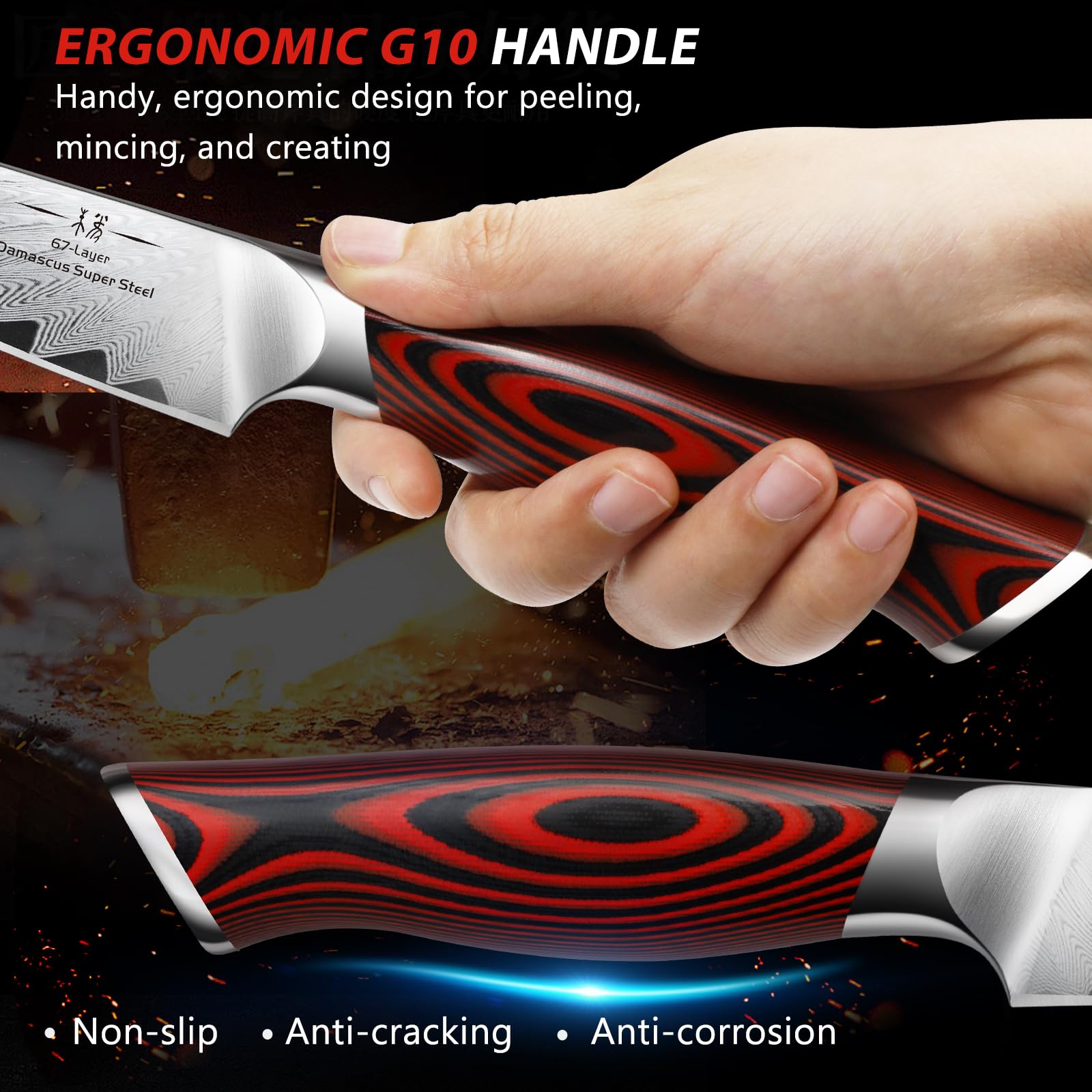 Mango G10 ergonómico HOSHANHO para agarre cómodo y control estable.