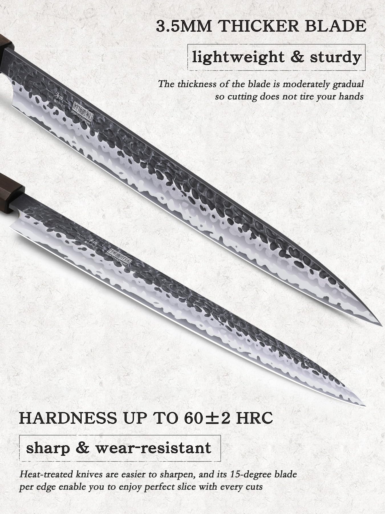 Mango octagonal ergonómico HOSHANHO para agarre firme y menor fatiga.