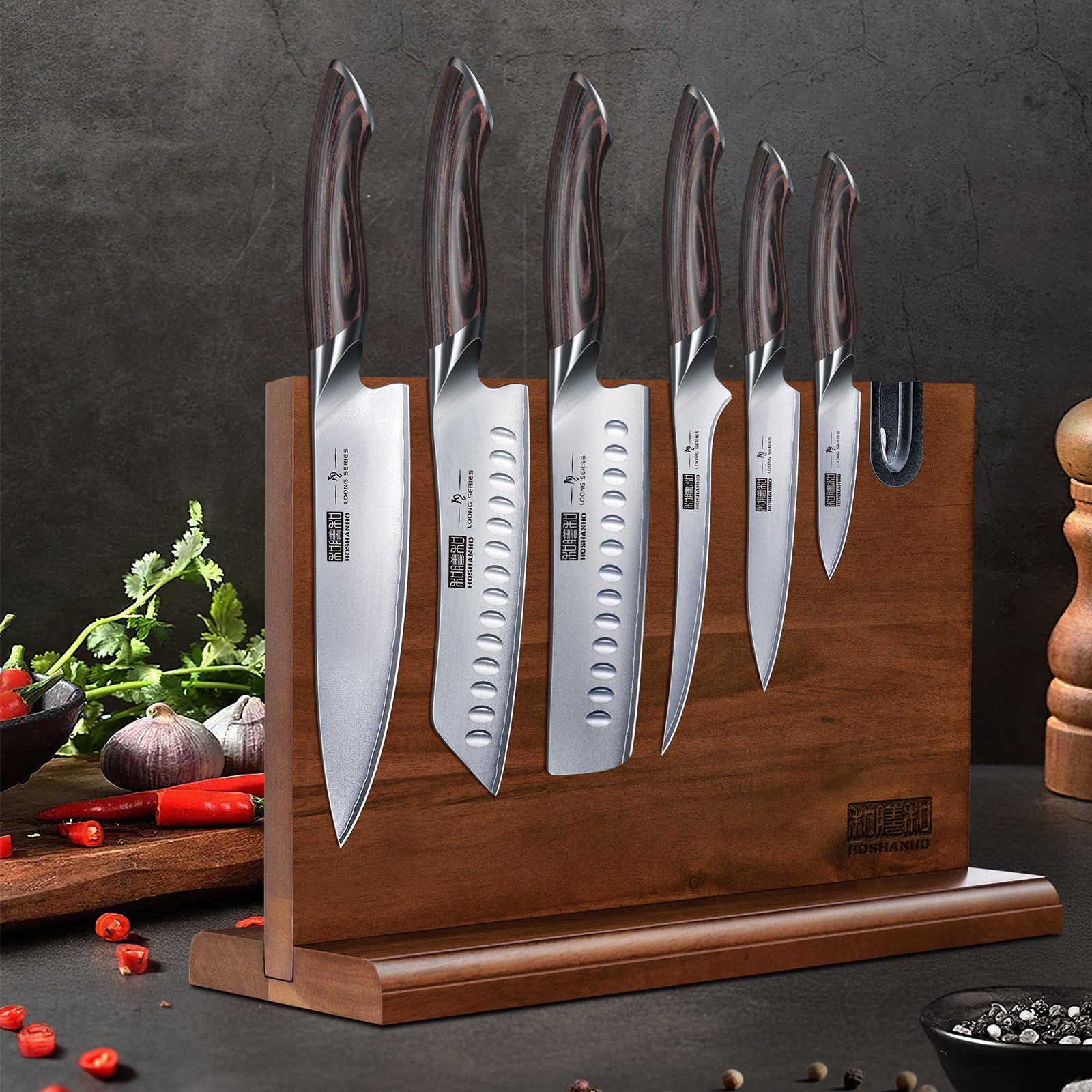 Mango Pakkawood ergonómico HOSHANHO para agarre cómodo y duradero.