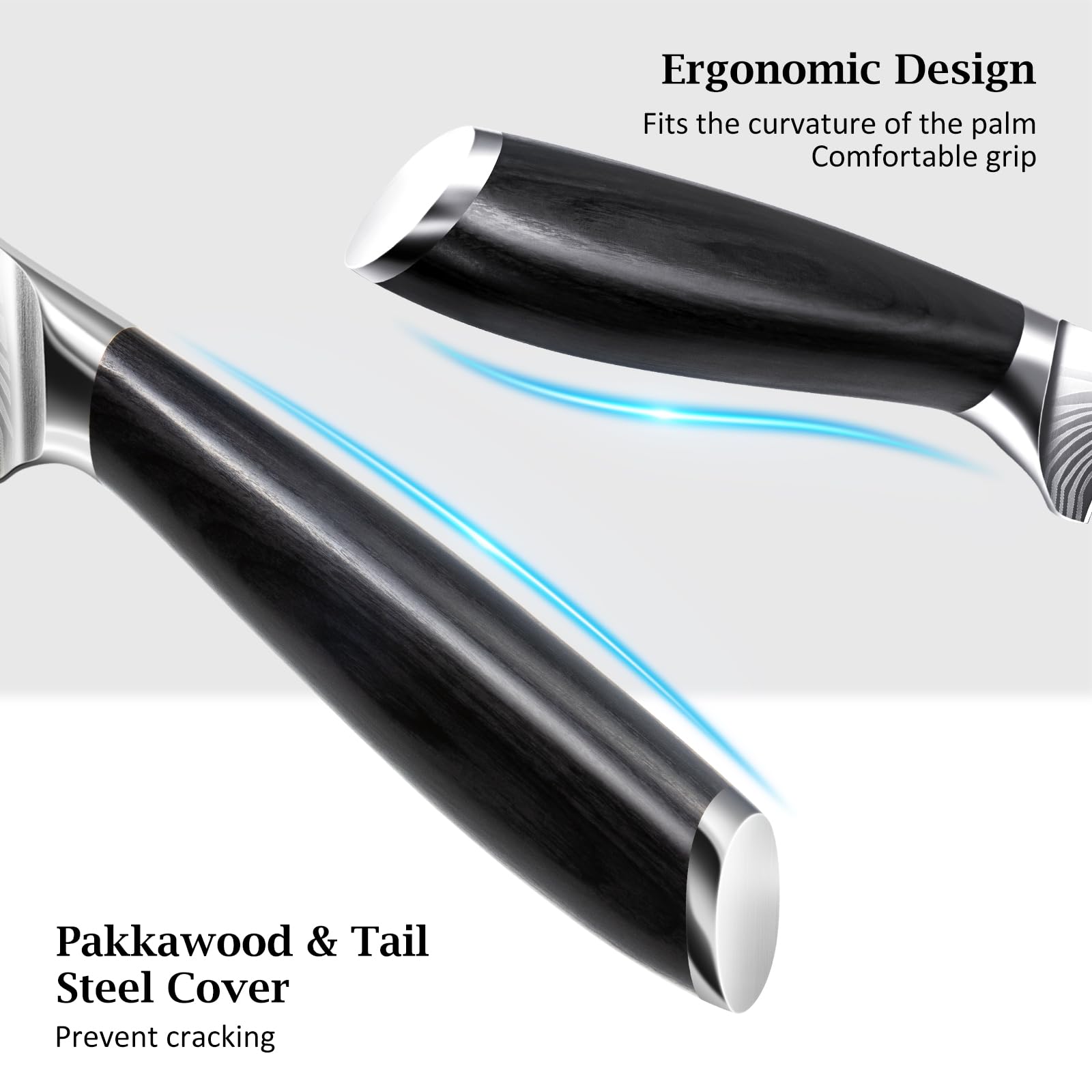 Mango Pakkawood ergonómico de HOSHANHO para agarre cómodo