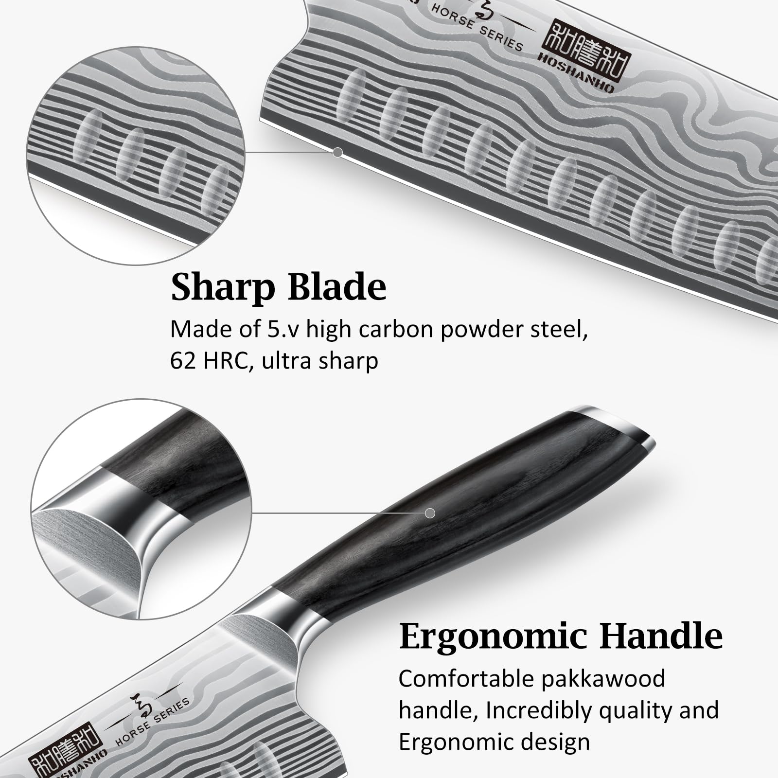 Hoja de acero al carbono HOSHANHO Nakiri, duradera y resistente