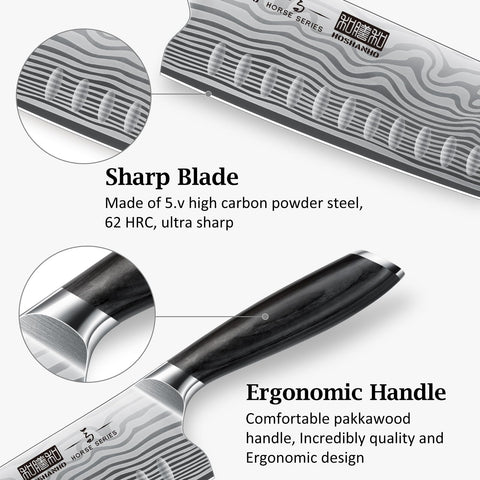 Hoja de acero al carbono HOSHANHO Nakiri, duradera y resistente