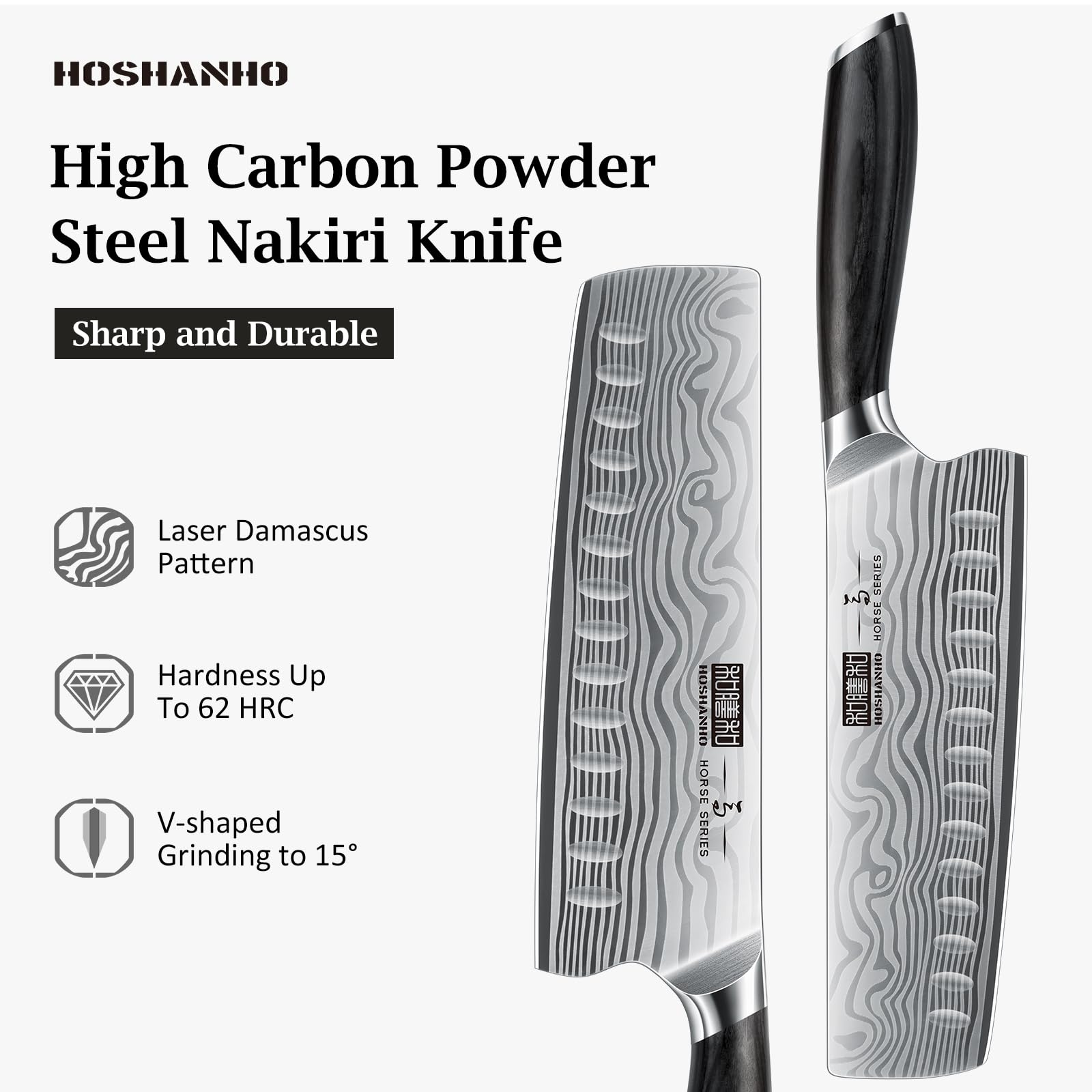 Mango ergonómico HOSHANHO Nakiri para agarre cómodo