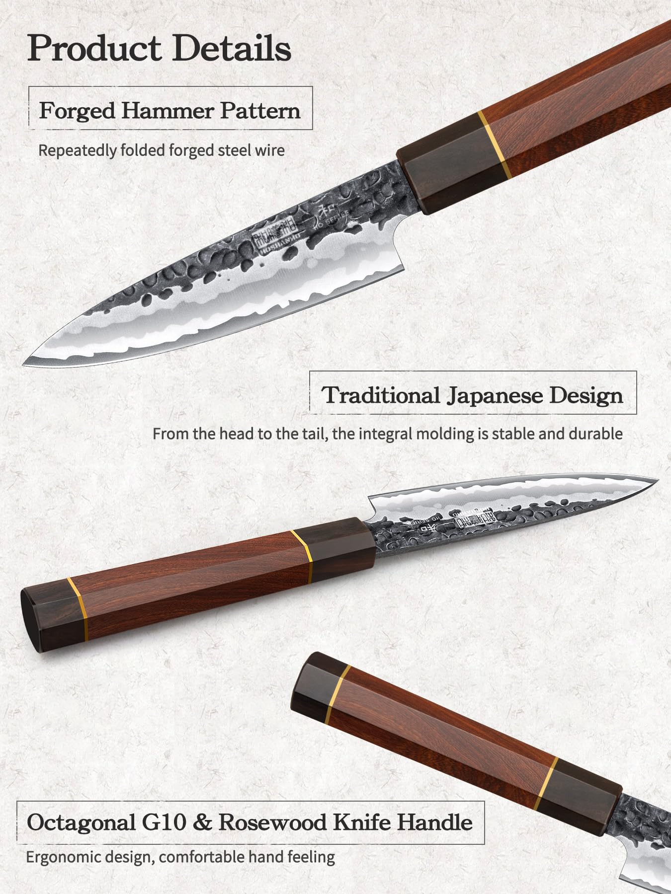 Punta del cuchillo HOSHANHO afilada para cortes finos y controlados.