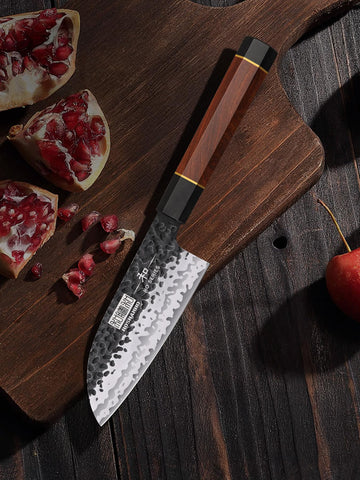 Cuchillo HOSHANHO Santoku 5p detalles de cobre en el mango para estilo y agarre