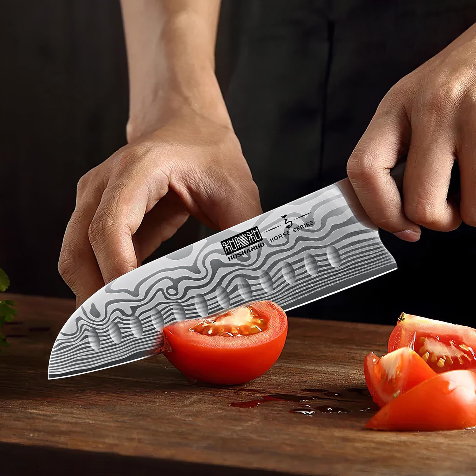 HOSHANHO Santoku 7 pulgadas, caja regalo elegante para presentar un regalo culinario.