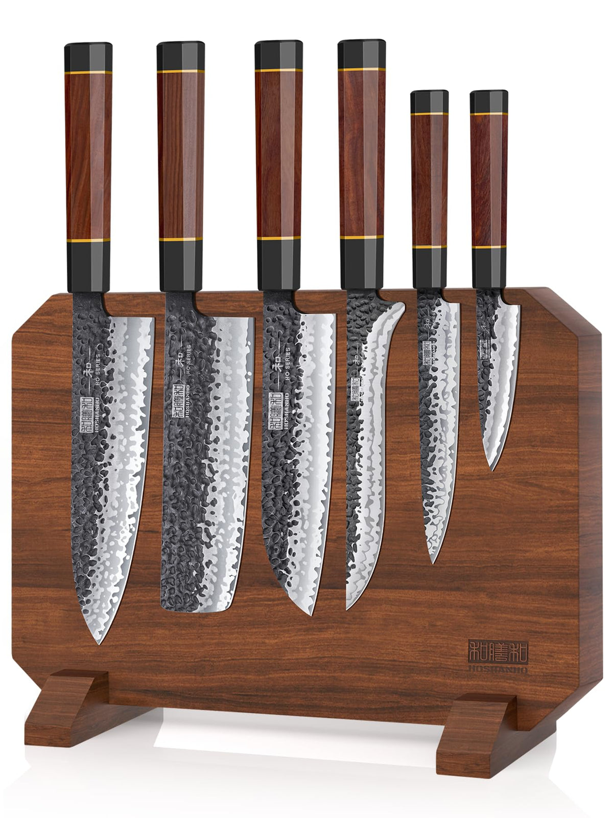 Cuchillos HOSHANHO de 7 piezas con bloque magnético para almacenamiento ordenado en la cocina