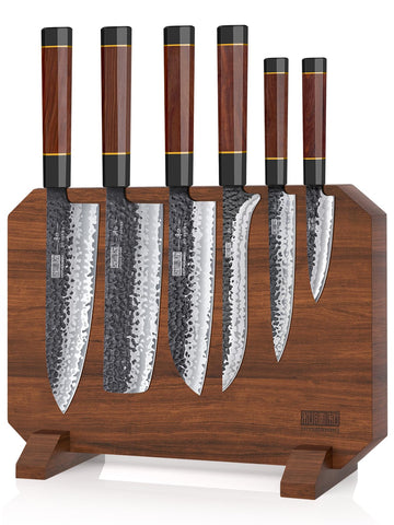 Cuchillos HOSHANHO de 7 piezas con bloque magnético para almacenamiento ordenado en la cocina