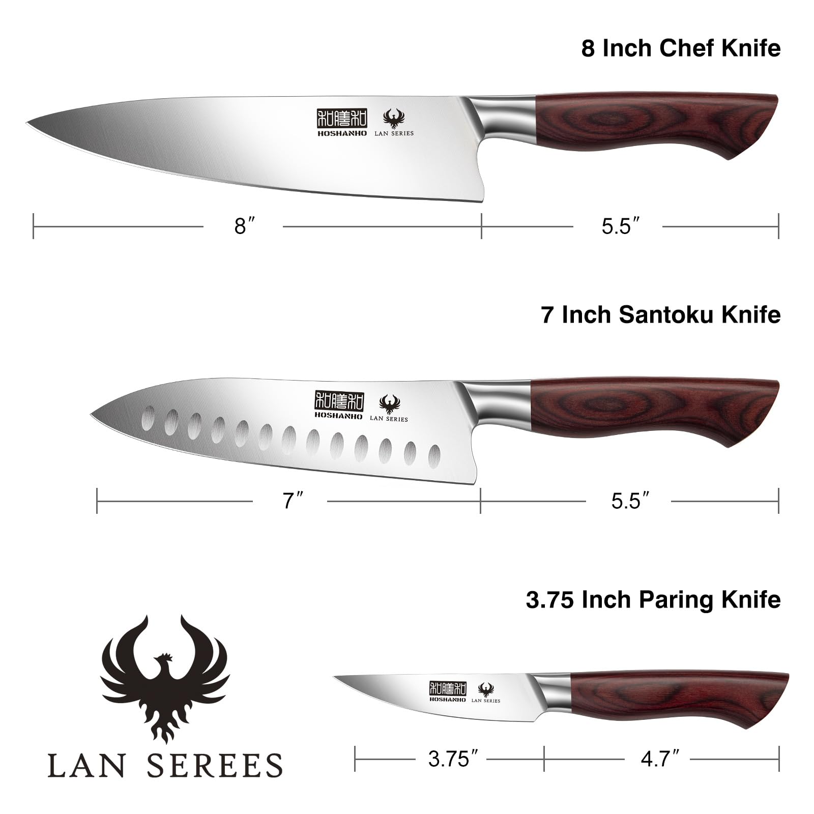 Cuchillo Santoku HOSHANHO de 7 pulgadas con mango ergonómico para uso ágil en verduras