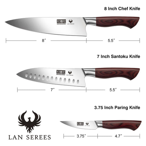Cuchillo Santoku HOSHANHO de 7 pulgadas con mango ergonómico para uso ágil en verduras