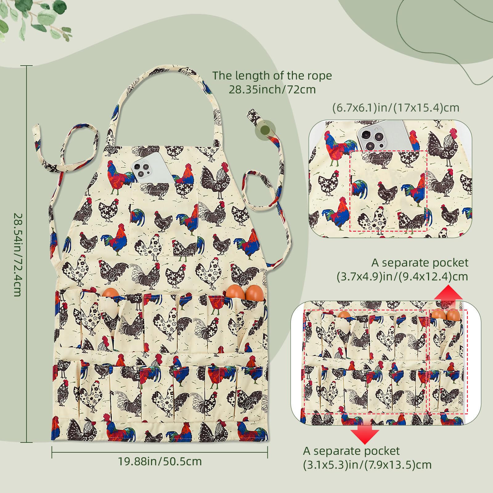 Delantal Hossmily para gallinas, patos y gansos con bolsillos