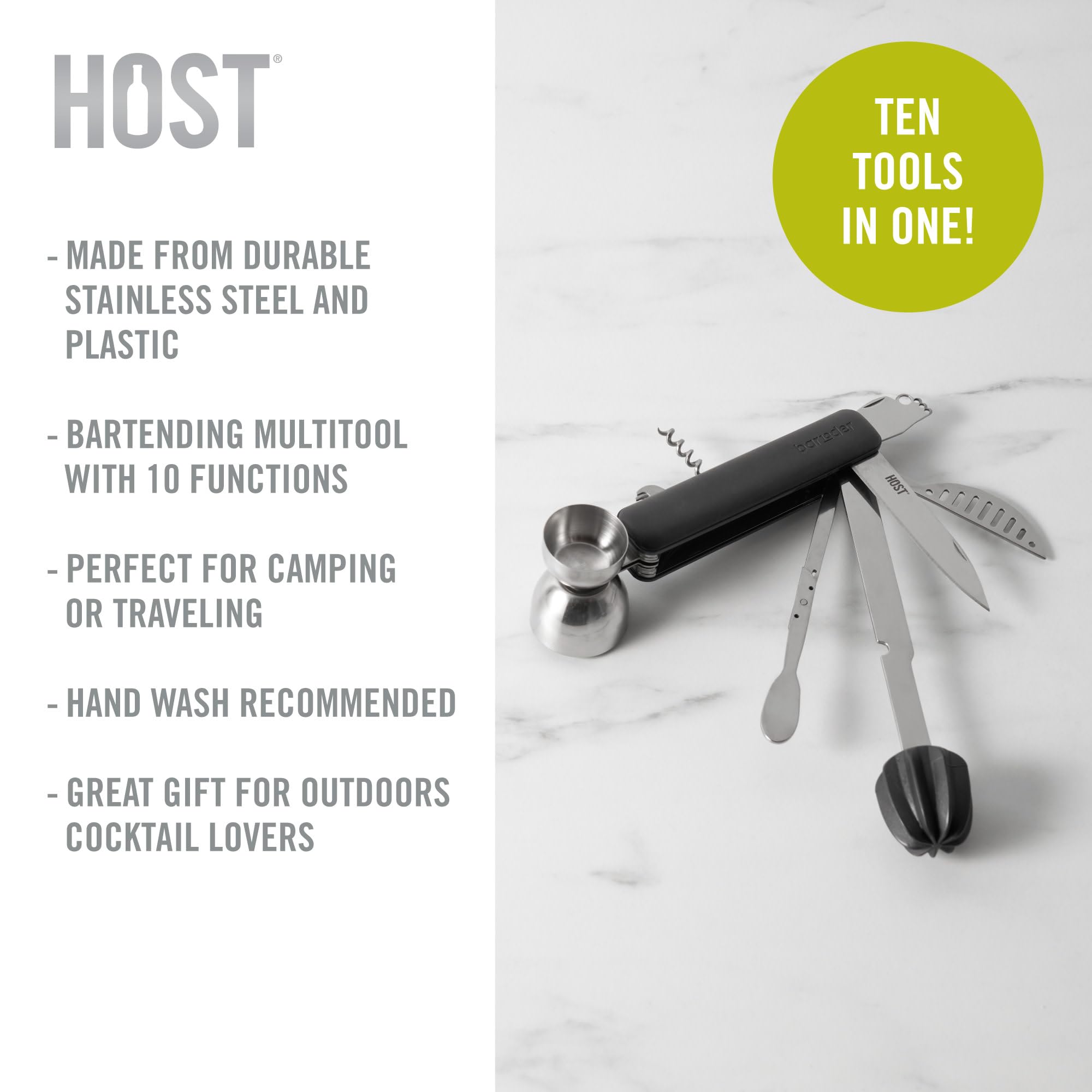 Host herramienta con colador integrado para cocteles limpios