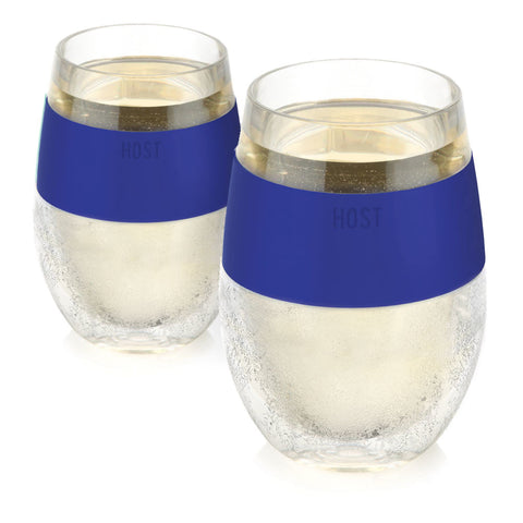 Host Wine Freeze: vasos de doble pared azules para enfriar vino al aire libre.