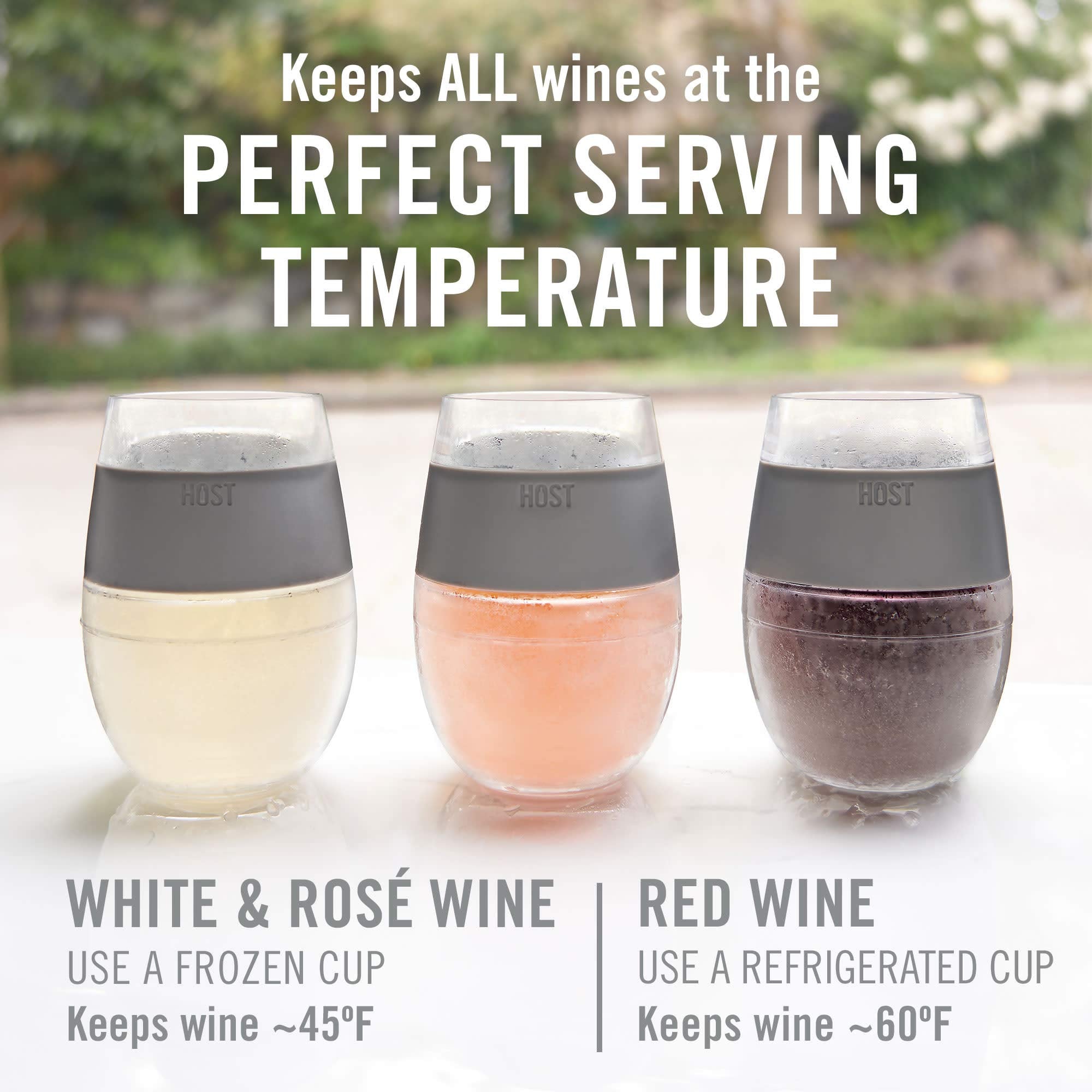 Host Wine Freeze: vaso de 8,5 onzas con agarre de silicona cómodo.