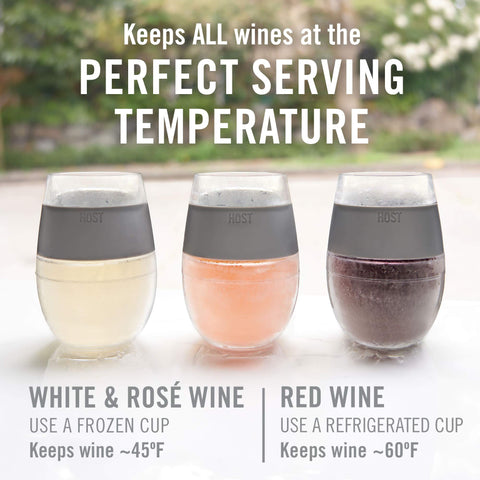 Host Wine Freeze: vaso de 8,5 onzas con agarre de silicona cómodo.