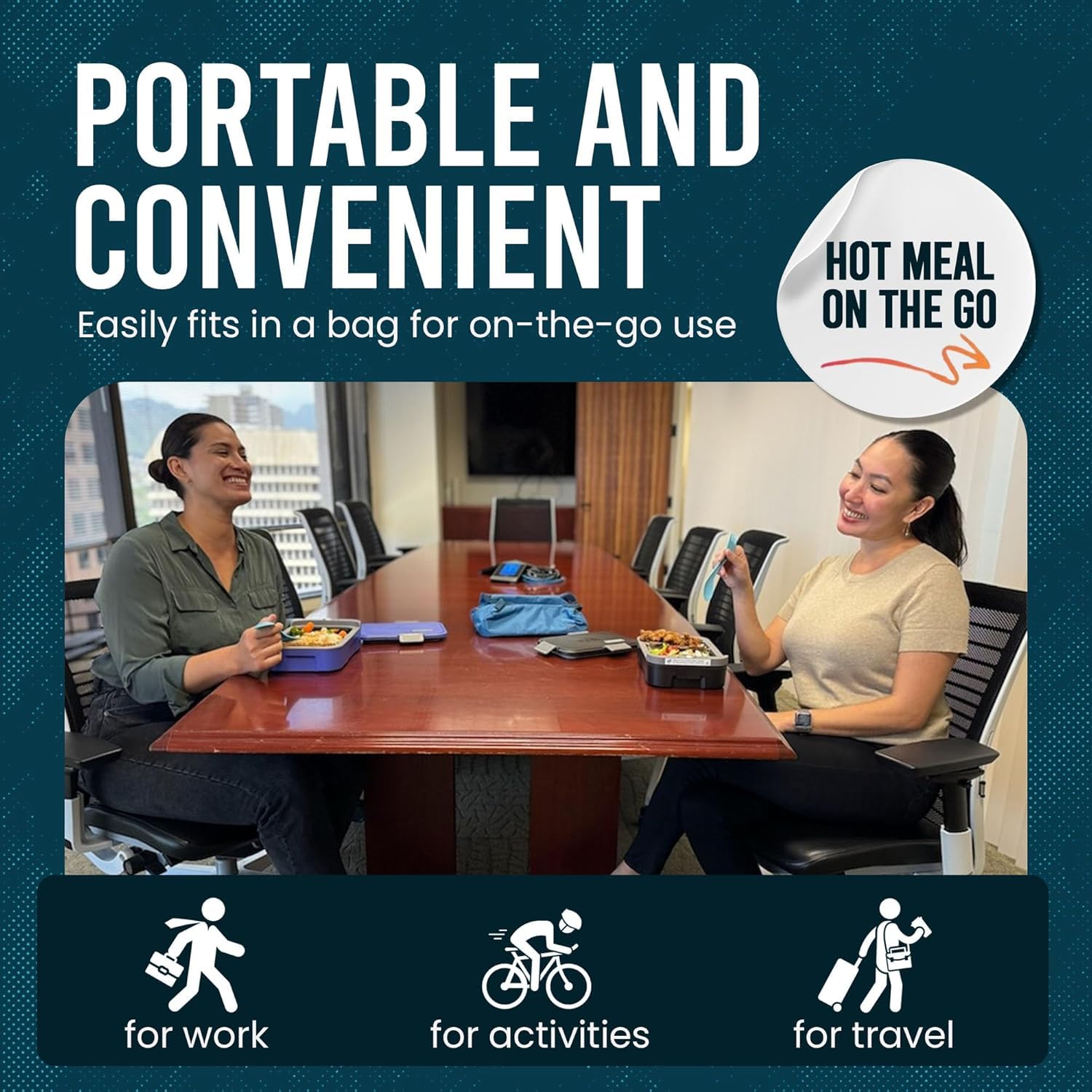 Hot Bento: compartimento-alimento acero inoxidable interior, fácil de limpiar en cualquier comida