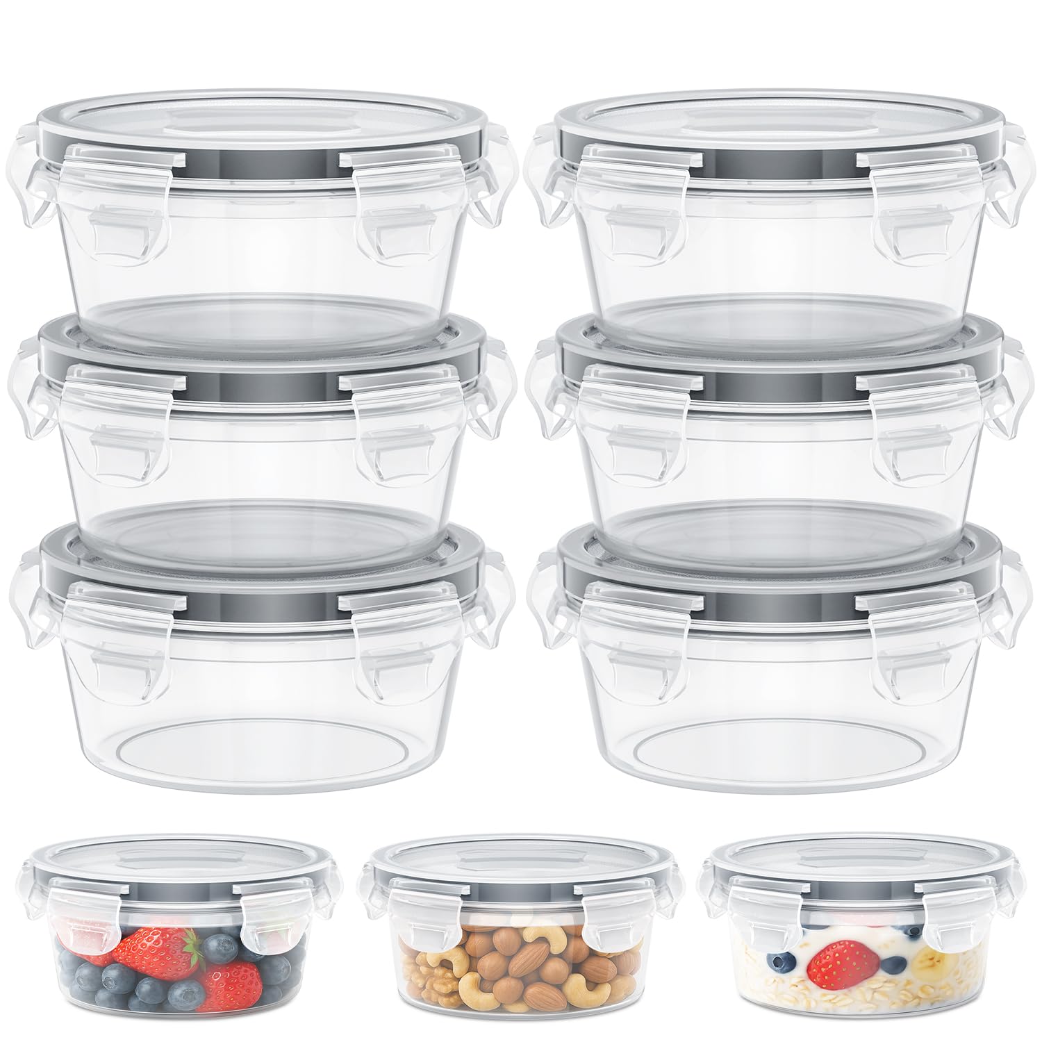 Hotbird contenedores reutilizables de 8 oz con tapas herméticas, ideales para llevar comida.