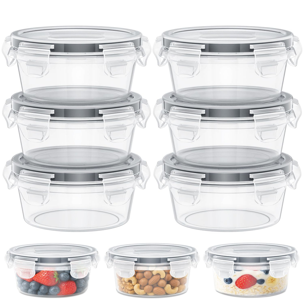 Hotbird contenedores reutilizables de 8 oz con tapas herméticas, ideales para llevar comida.