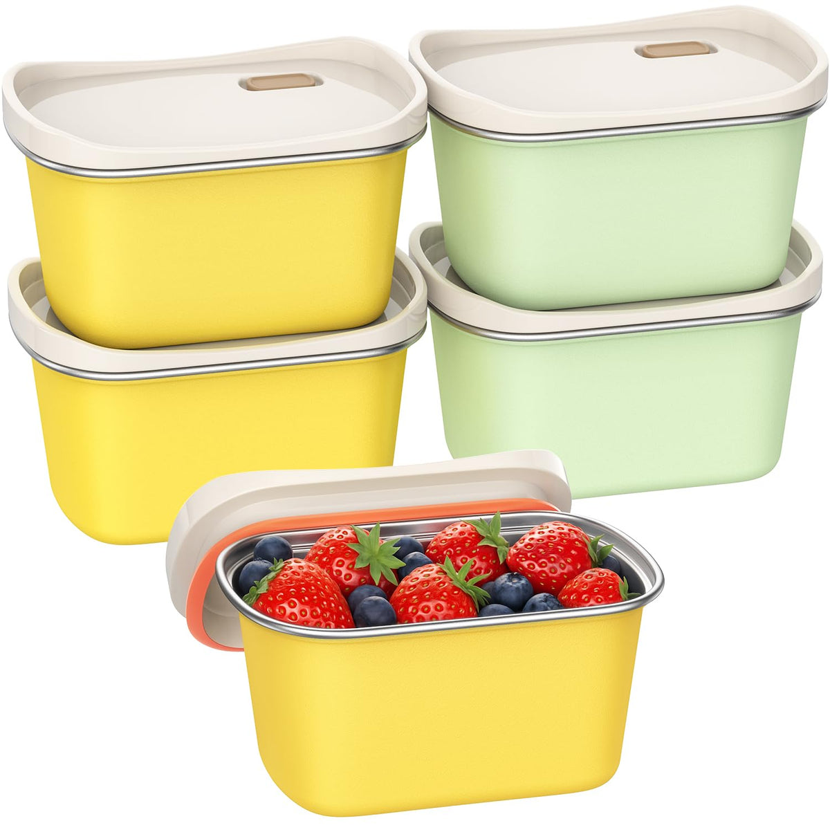 Hotbird: contenedores snack acero inoxidable 12 oz con tapas herméticas para frescura.